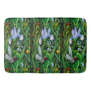 Hummingbird and Iris Bath Mat