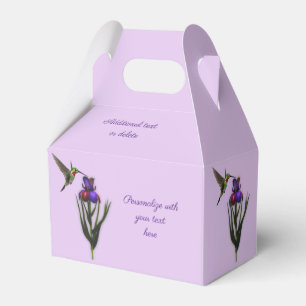 Hummingbird And Iris Flower Personalised  Favour Box