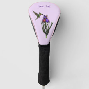 Hummingbird And Iris Flower Personalised   Golf Head Cover