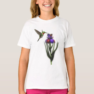Hummingbird And Iris Flower T-Shirt