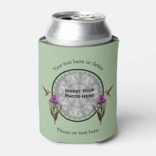 Hummingbird And Iris Personalized Photo Can Cooler