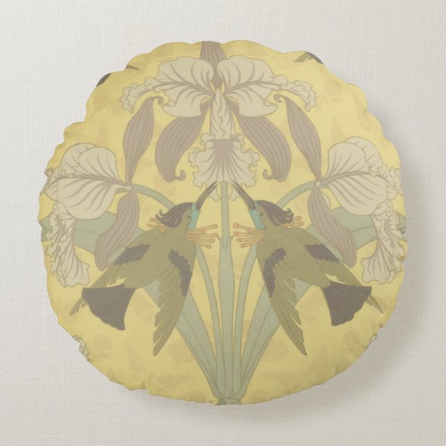 Hummingbird and Iris  Round Cushion (Front)