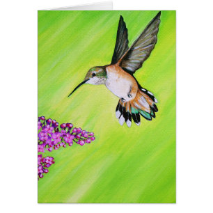 Hummingbird and Lilac Painting Greeting Card