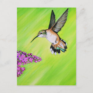 Hummingbird and Lilac Painting Postcard
