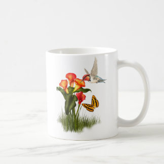 Hummingbird and lilies coffee mug