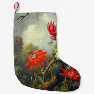 Hummingbird and Passionflowers painting Small Christmas Stocking