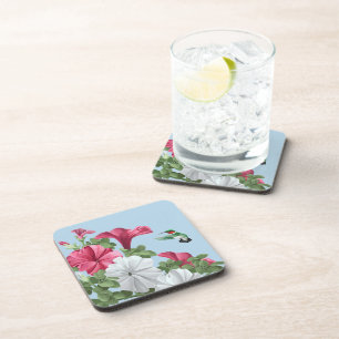 Hummingbird and Petunia Flowers Coaster