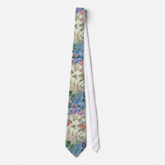 HUMMINGBIRD and Pink Flowers Necktie