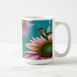 Hummingbird and Pink Sunflower Coffee Mug