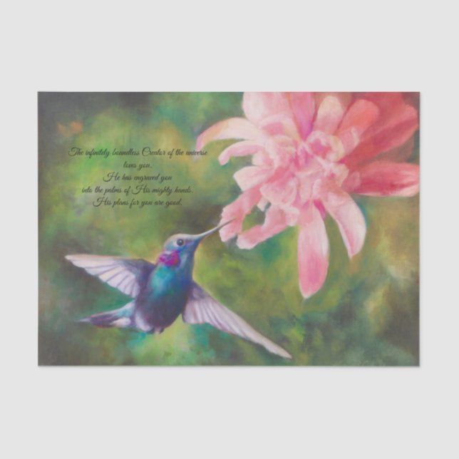 Hummingbird and Prayer Decoupage Tissue Paper (Front)