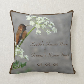 Hummingbird and Queen Ann's Lace  wedding pillow