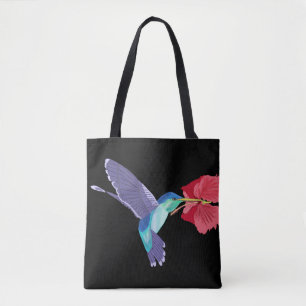 Hummingbird and red Hibiscus Colourful Tote Bag