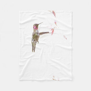 Hummingbird and Single Flower Fleece Blanket