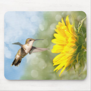 Hummingbird and Sunflower Mouse Mat