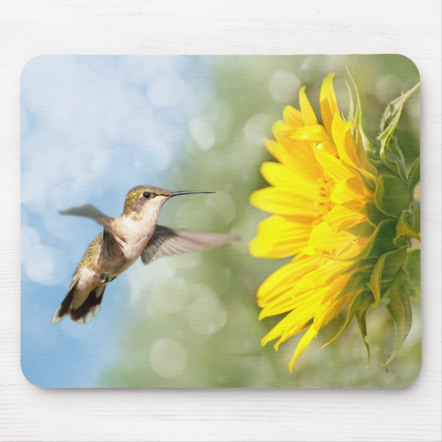 Hummingbird and Sunflower Mouse Mat (Front)