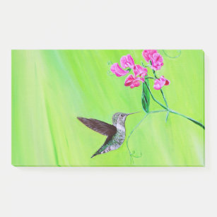 Hummingbird and Sweet Peas Painting Post-it Notes