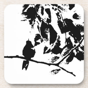 Hummingbird and Tree Branches Silhouette Coaster