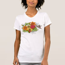 Hummingbird and tropical bouquet