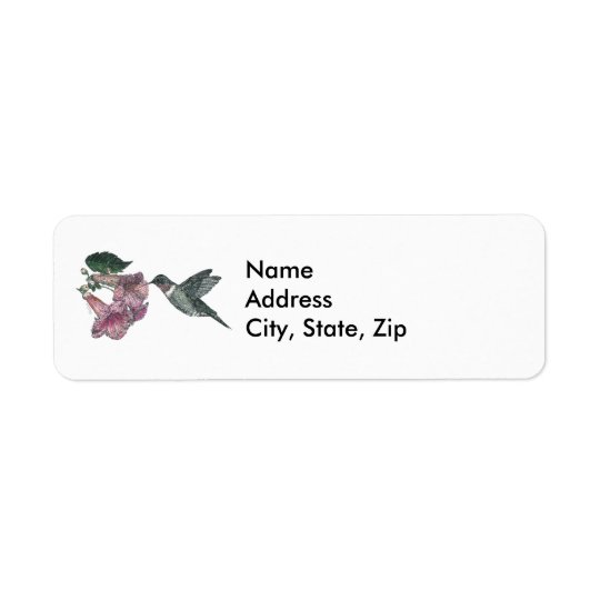 Hummingbird and Trumpet Creeper Return Address Label