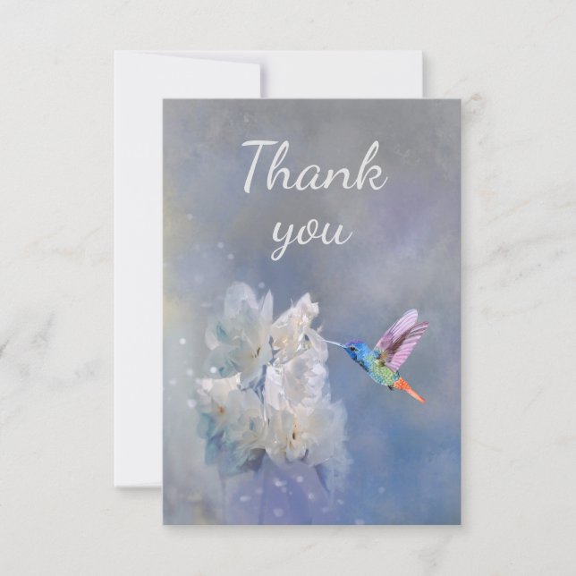 Hummingbird and white garden flower Thank You (Front)