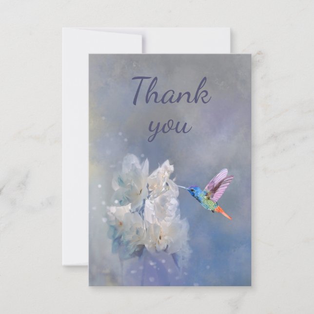 Hummingbird and white garden flower Thank You Card (Front)