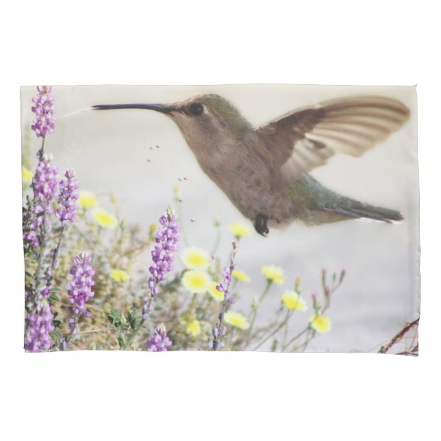 Hummingbird and Wildflowers Pillowcase (Front)