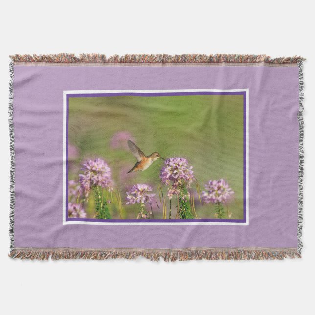 Hummingbird and Wildflowers Throw Blanket (Front)
