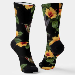 Hummingbird And Yellow Hibiscus, Socks