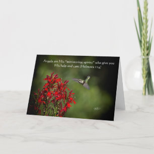 Hummingbird Angels Greeting Card with Bible Verse