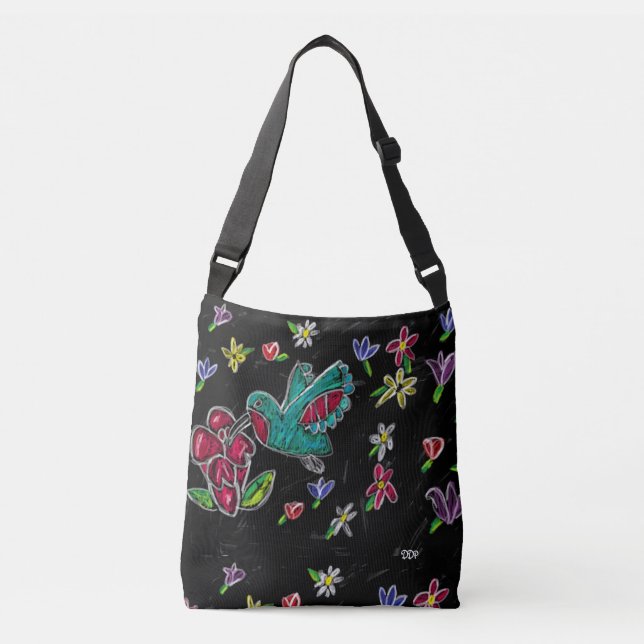 hummingbird art crossbody bag (Front)