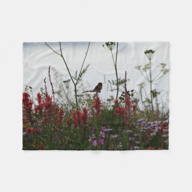 Hummingbird at Dusk Fleece Blanket (Front (Horizontal))
