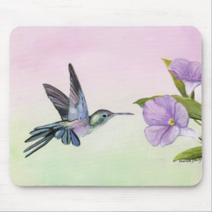 Hummingbird at Morning Glory Art Mouse pad