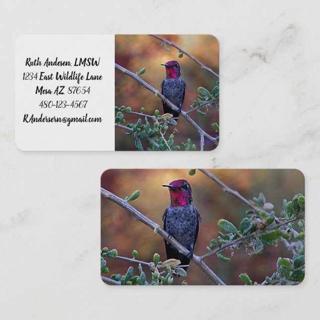 Hummingbird at sunset business card (Front/Back)