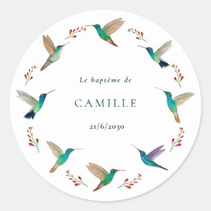 Hummingbird Baptism Classic Round Sticker