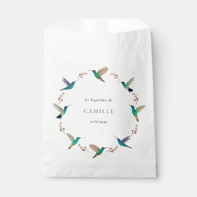 Hummingbird Baptism Favour Bags (Front)