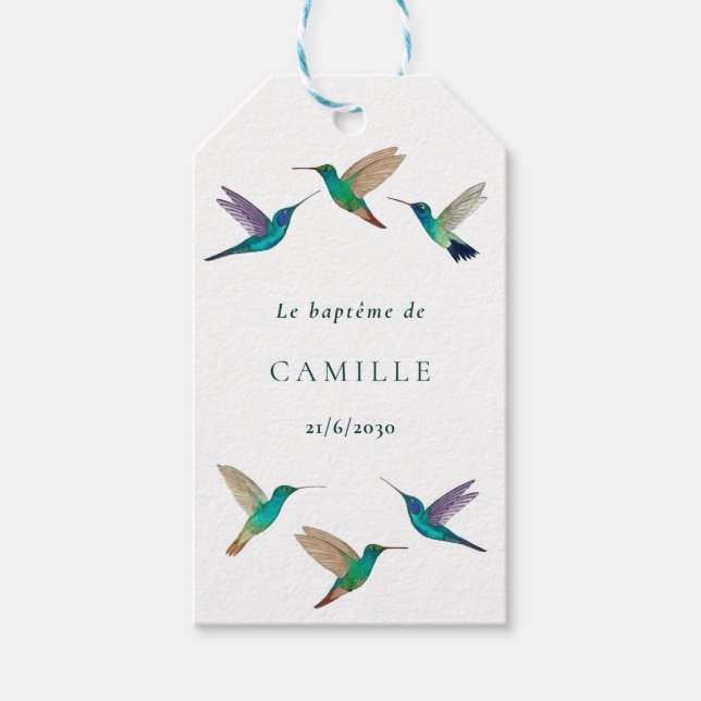 Hummingbird Baptism Gift Tags (Front)