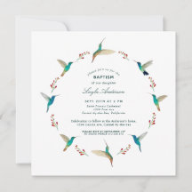 Hummingbird Baptism Invitation