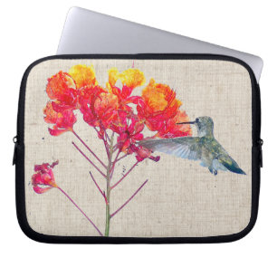 Hummingbird Bird Animal Floral Wildlife Laptop Sleeve