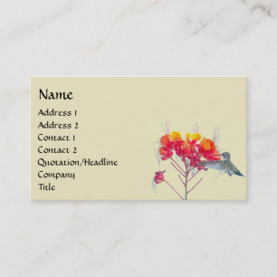 Hummingbird Bird Animal Wildlife Floral Business Card