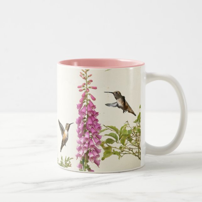 Hummingbird Bird Animal Wildlife Floral Two-Tone Coffee Mug (Right)