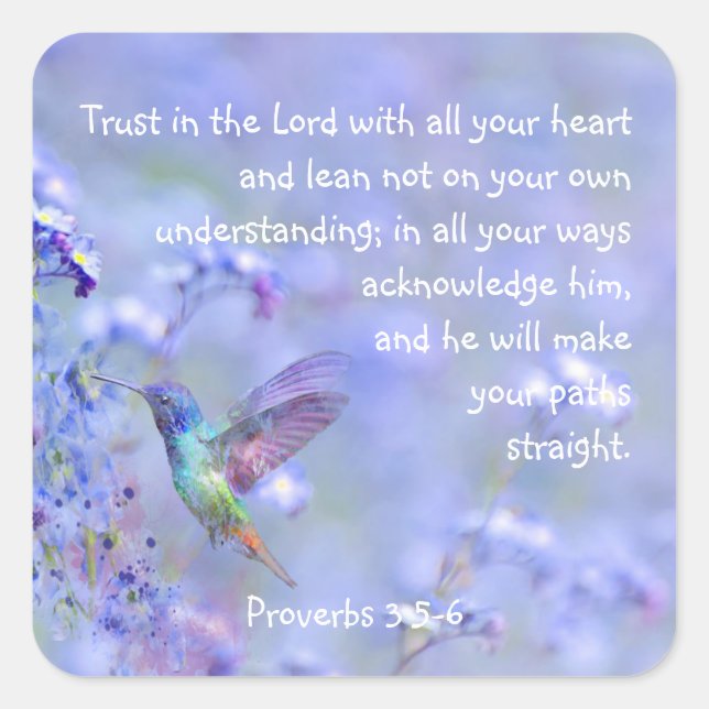 Hummingbird Bird Blue Garden Floral BibleScripture Square Sticker (Front)