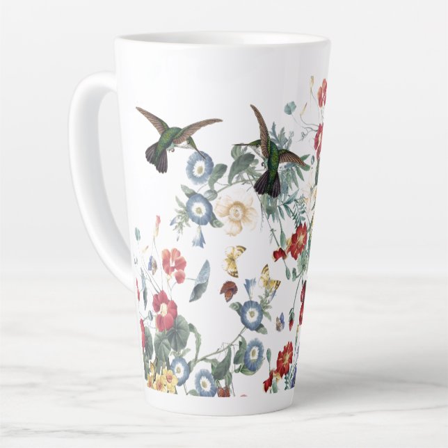 Hummingbird Bird Butterfly Garden Flower Latte Mug (Left Angle)