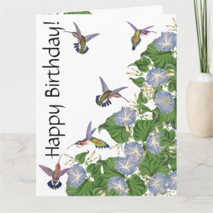 Hummingbird Bird Flower Floral B'day Greeting Card