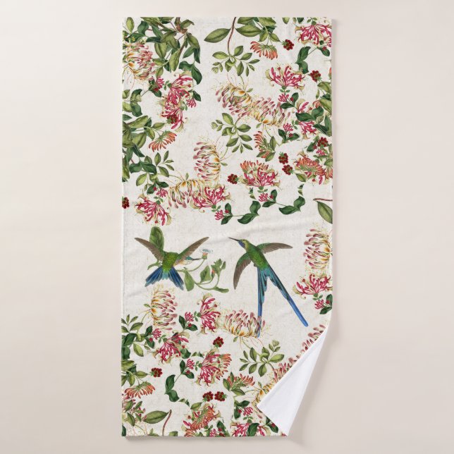 Hummingbird Bird Honeysuckle Flower Bath Towel Set (Bath Towel)