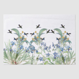 Hummingbird Bird Iris Starflower Flower Tissue Paper