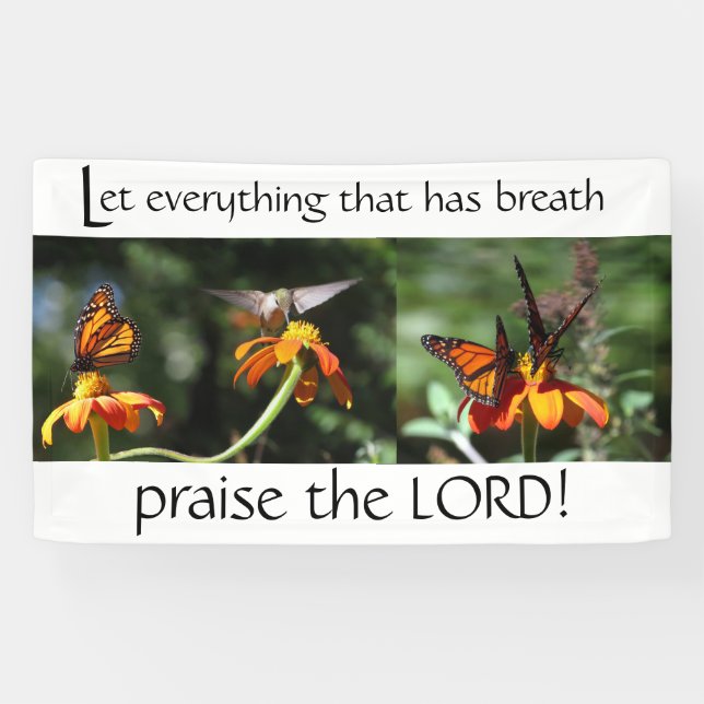 Hummingbird Bird Monarch Praise the Lord Christian Banner (Horizontal)