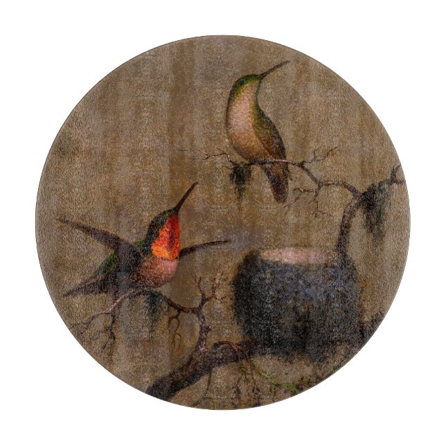 Hummingbird bird nest victorian heade painting cutting board (Front)