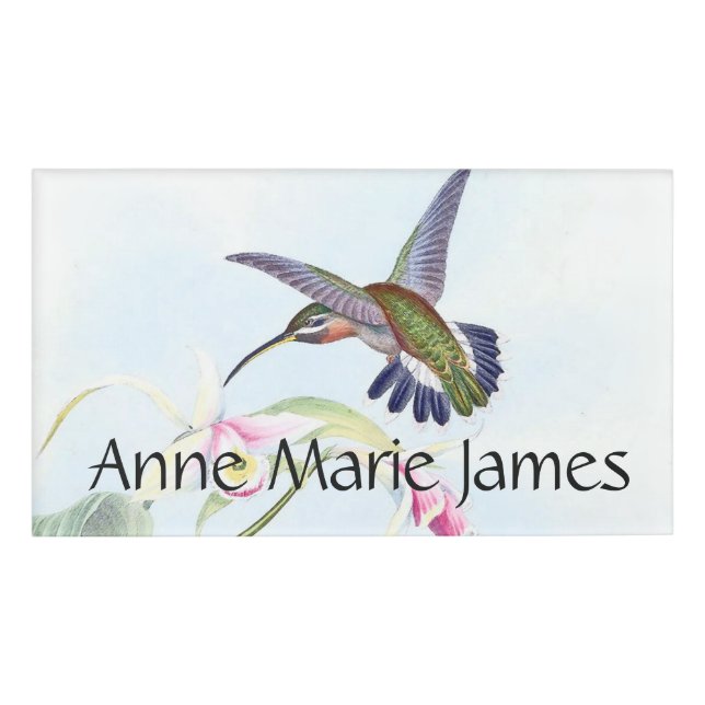 Hummingbird Bird Orchid Flowers Name Tag (Front)