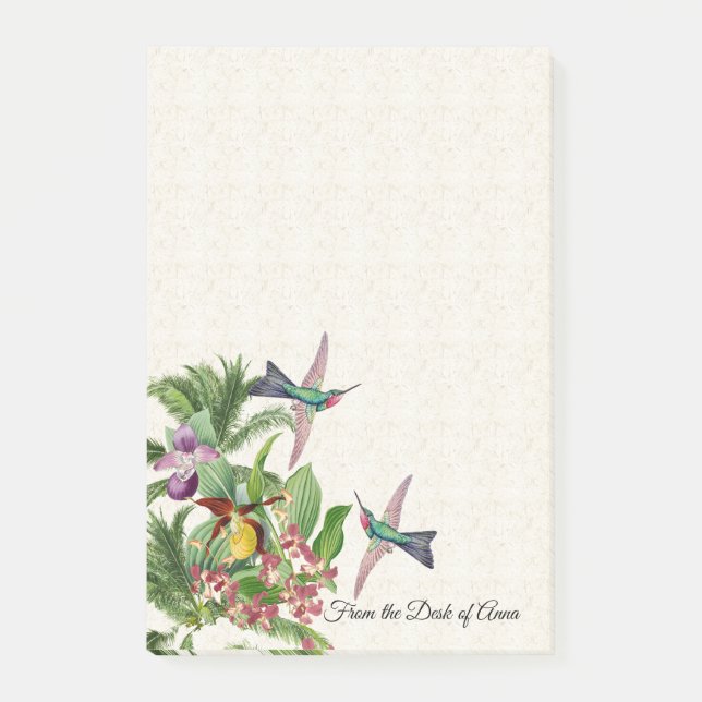Hummingbird Bird Orchid Flowers Notes (Front)