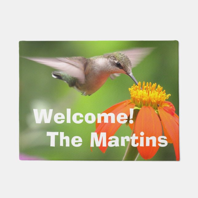 Hummingbird Bird Sunflower Flower Floral Garden Doormat (Front)